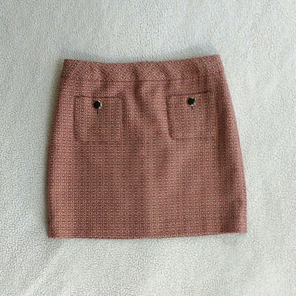 LOFT Red Tweed Skirt With Pockets